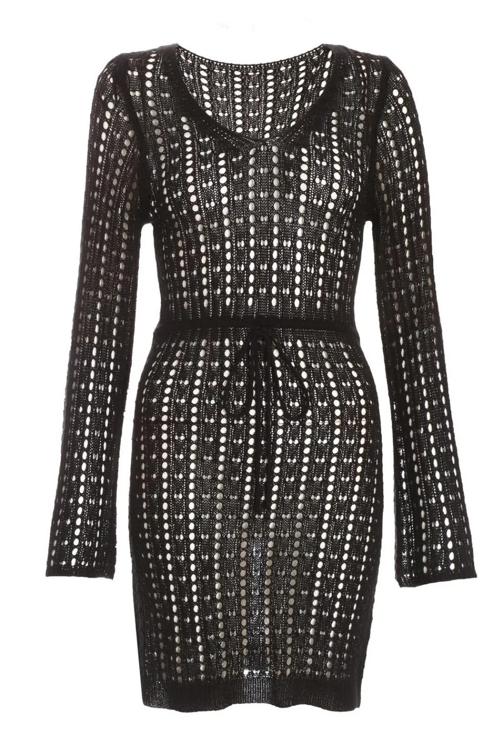 Quiz Knitwear|Holiday>Black Crochet Mini Dress