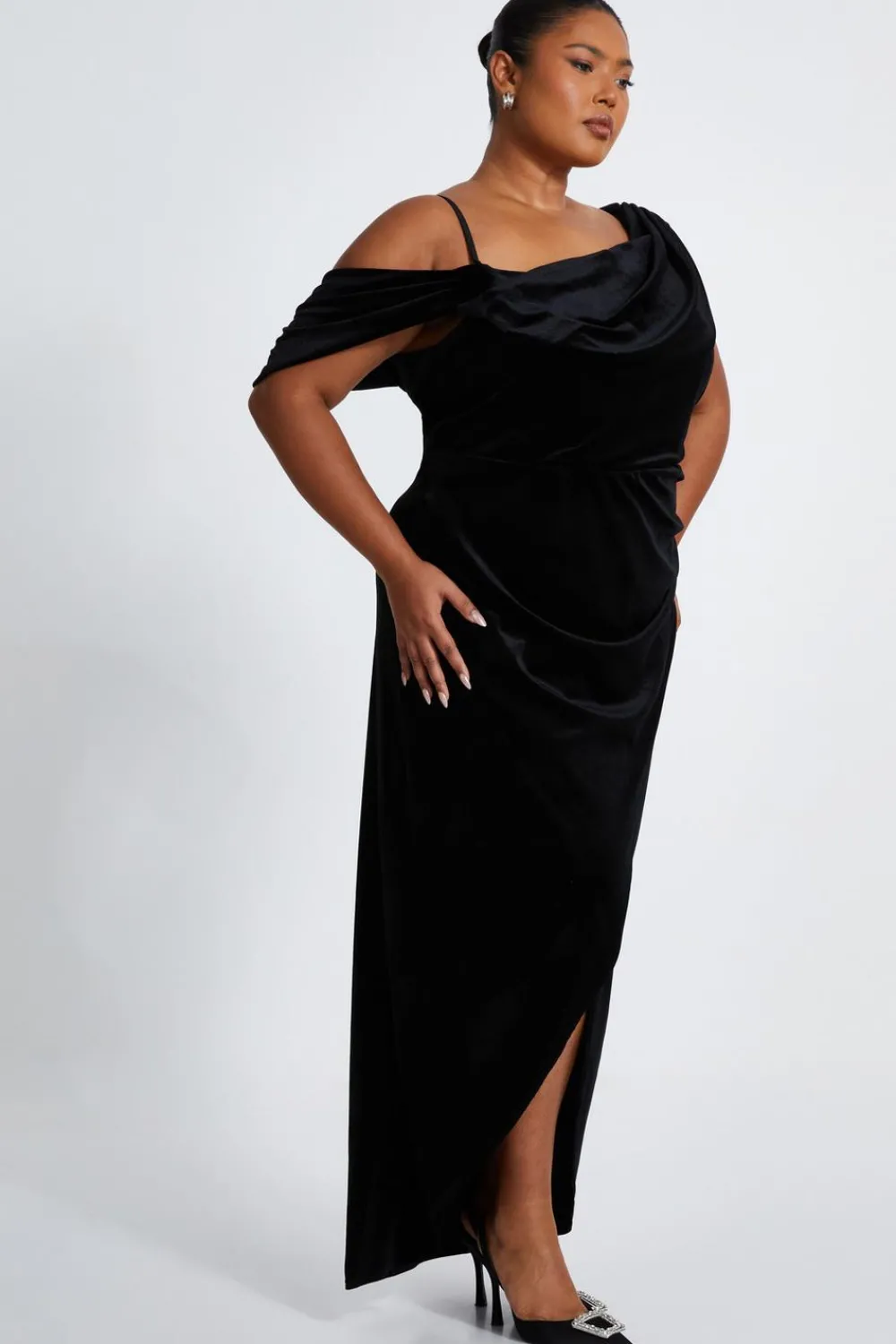 Quiz Wrap Dresses|Prom Dresses>Curve Velvet Wrap Maxi Dress