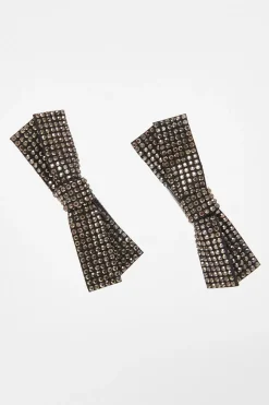 Quiz Hair Accessories>Black Diamante Bow Hair Clips