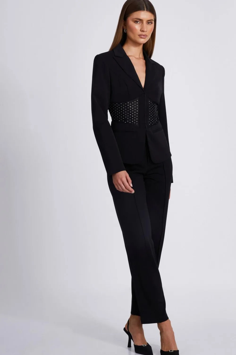 Quiz Blazers|Going Out>Black Diamante Corset Blazer
