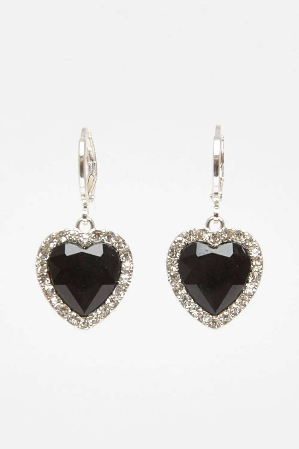Quiz Wedding Accessories|Jewellery>Black Diamante Heart Hoop Earrings