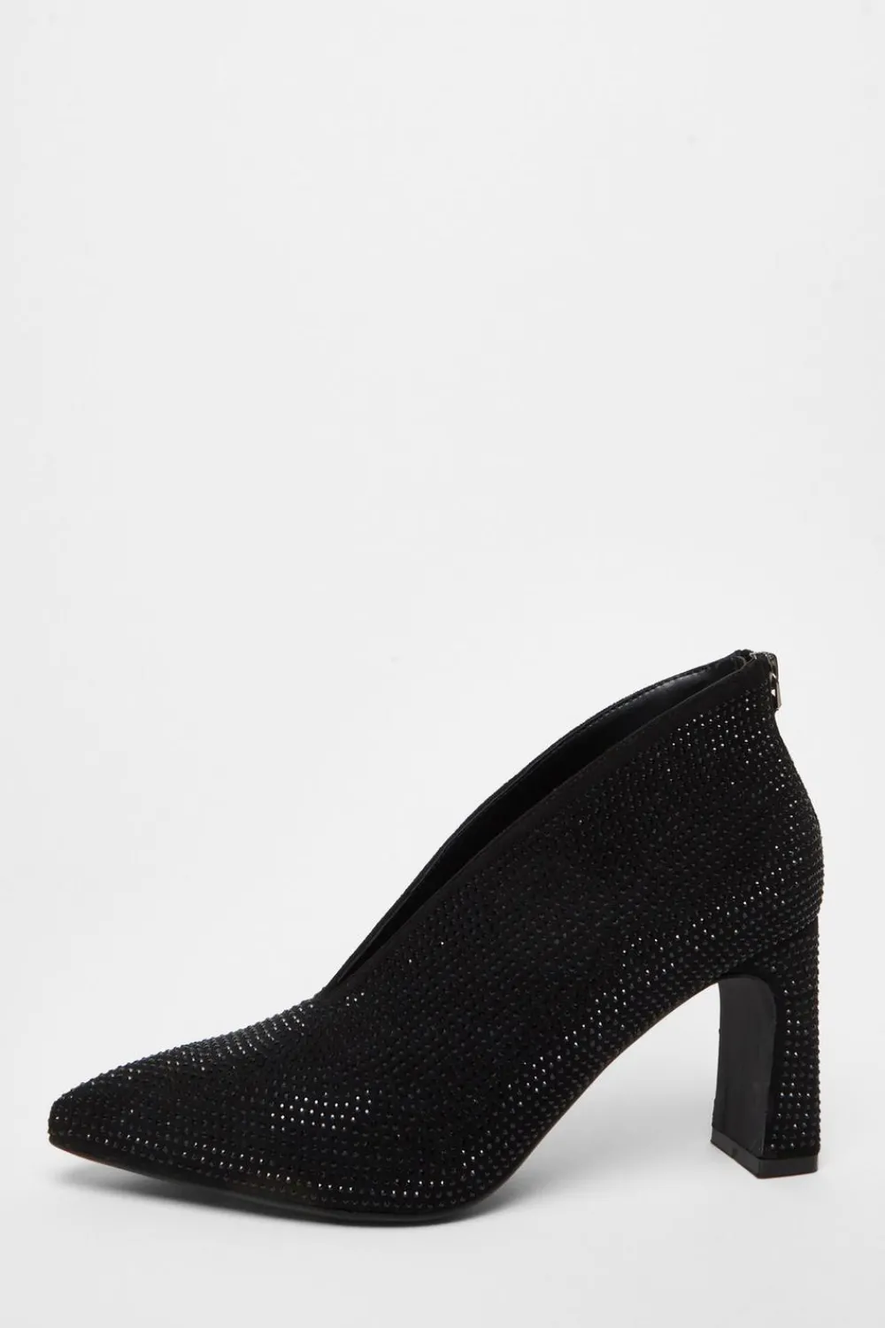 Quiz Boots>Black Diamante Heeled Shoe Boots