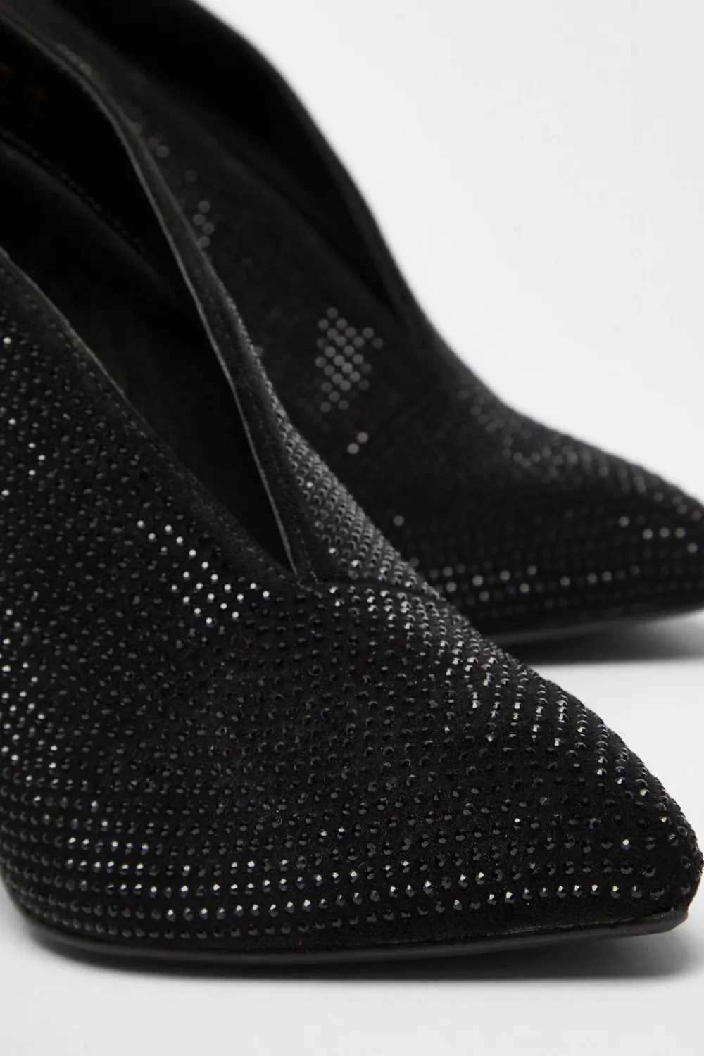 Quiz Boots>Black Diamante Heeled Shoe Boots