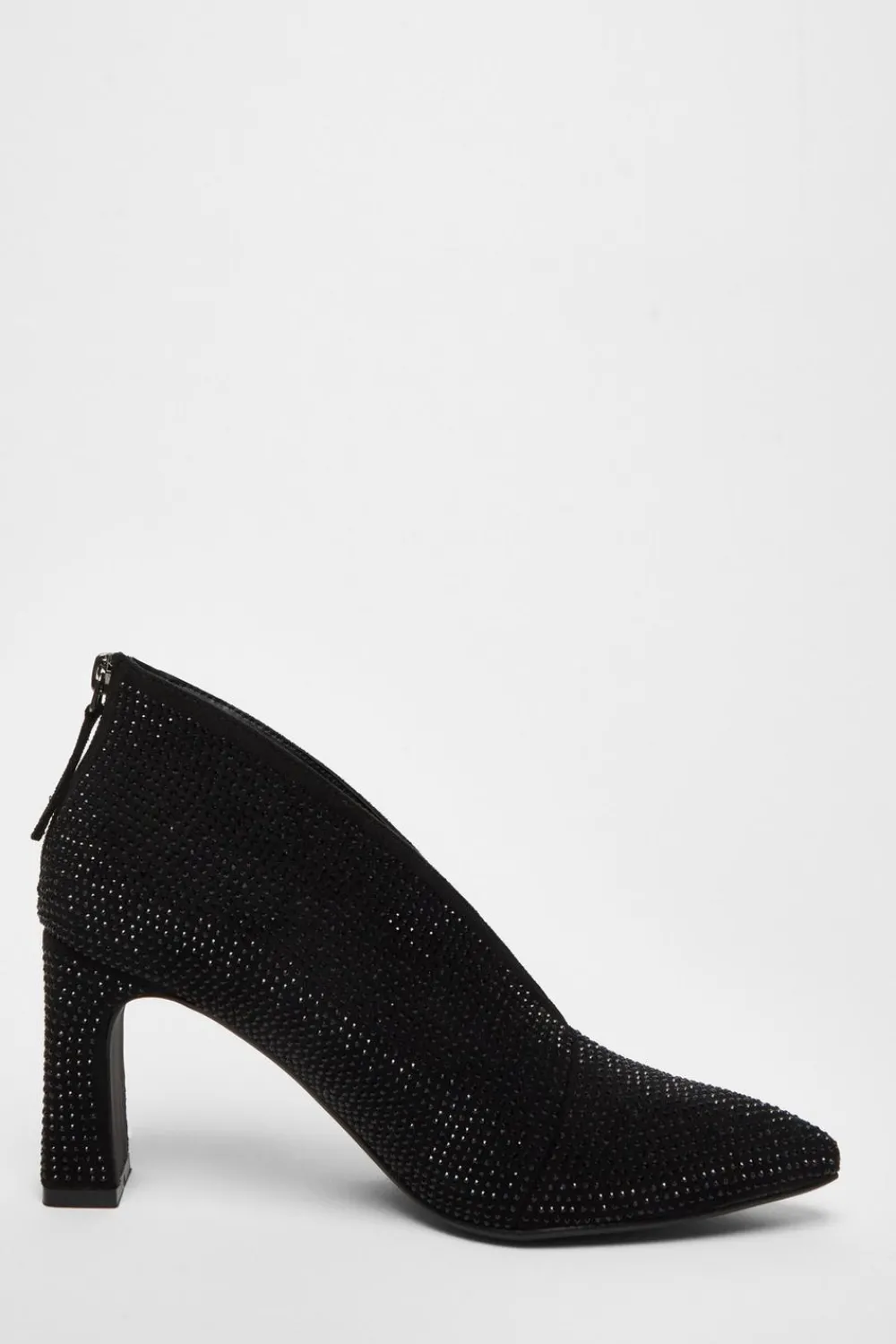 Quiz Boots>Black Diamante Heeled Shoe Boots