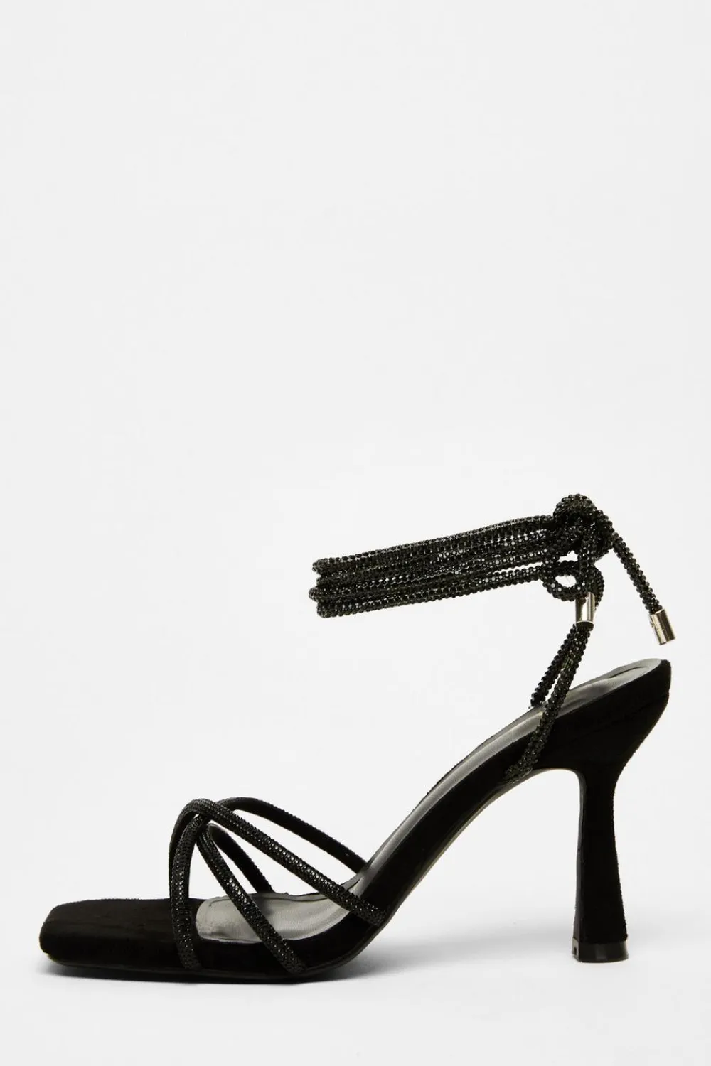 Quiz Heels>Diamante Lace Up Heels