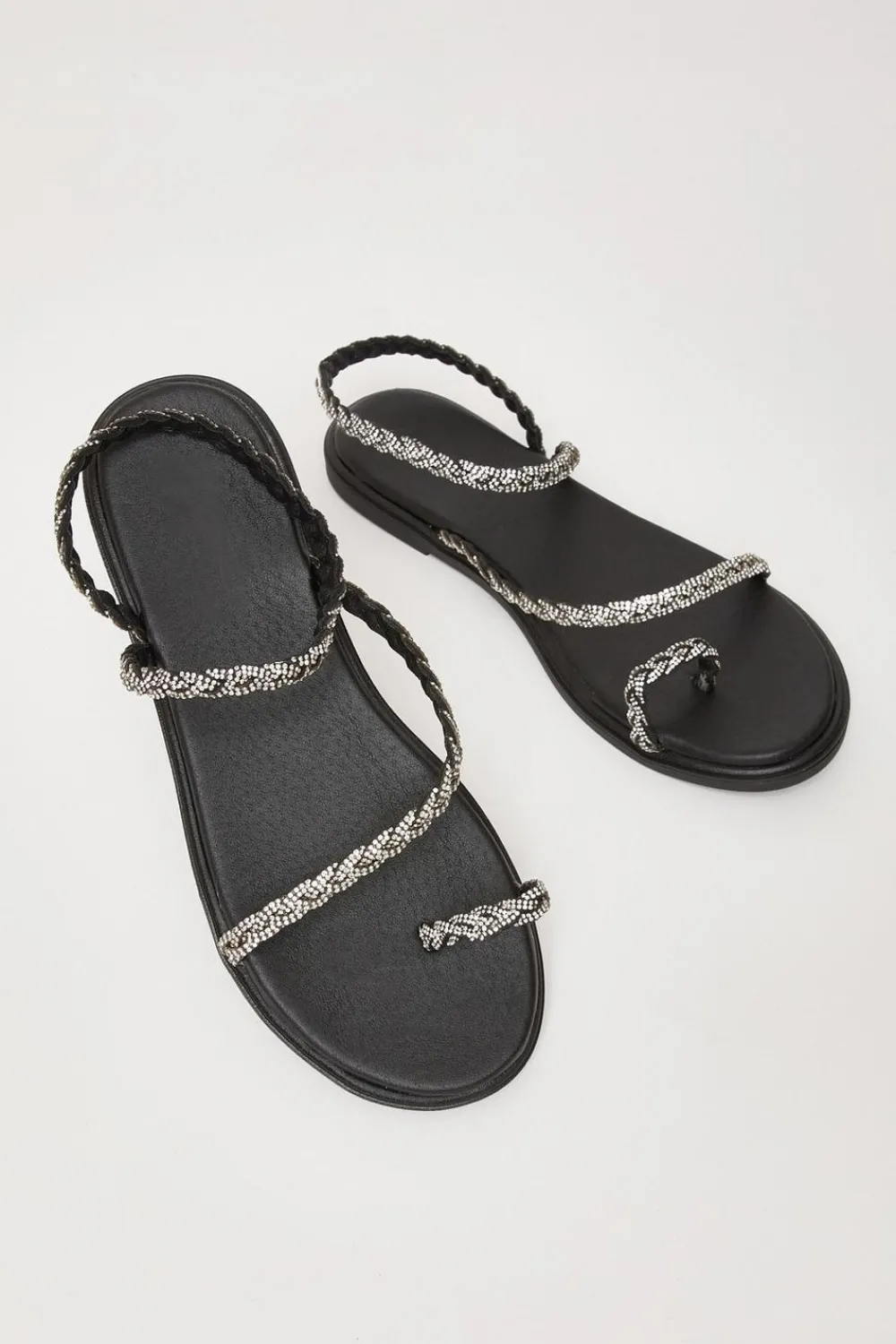 Quiz Sandals|Holiday Shoes>Diamante Pleated Flat Sandals