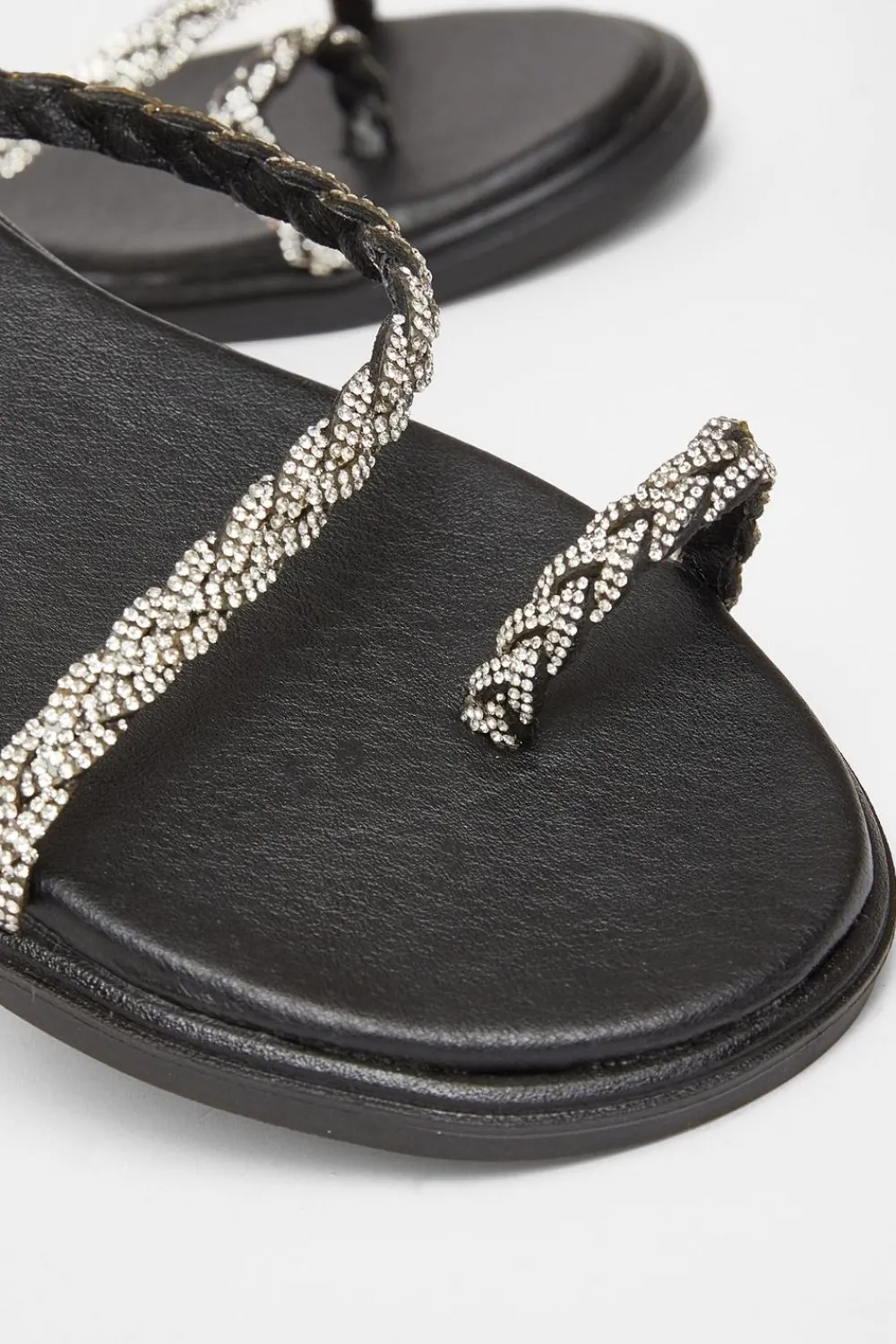 Quiz Sandals|Holiday Shoes>Diamante Pleated Flat Sandals
