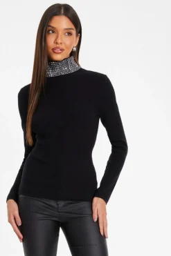 Quiz Knitwear|Jumpers>Diamante Turtle Neck Jumper
