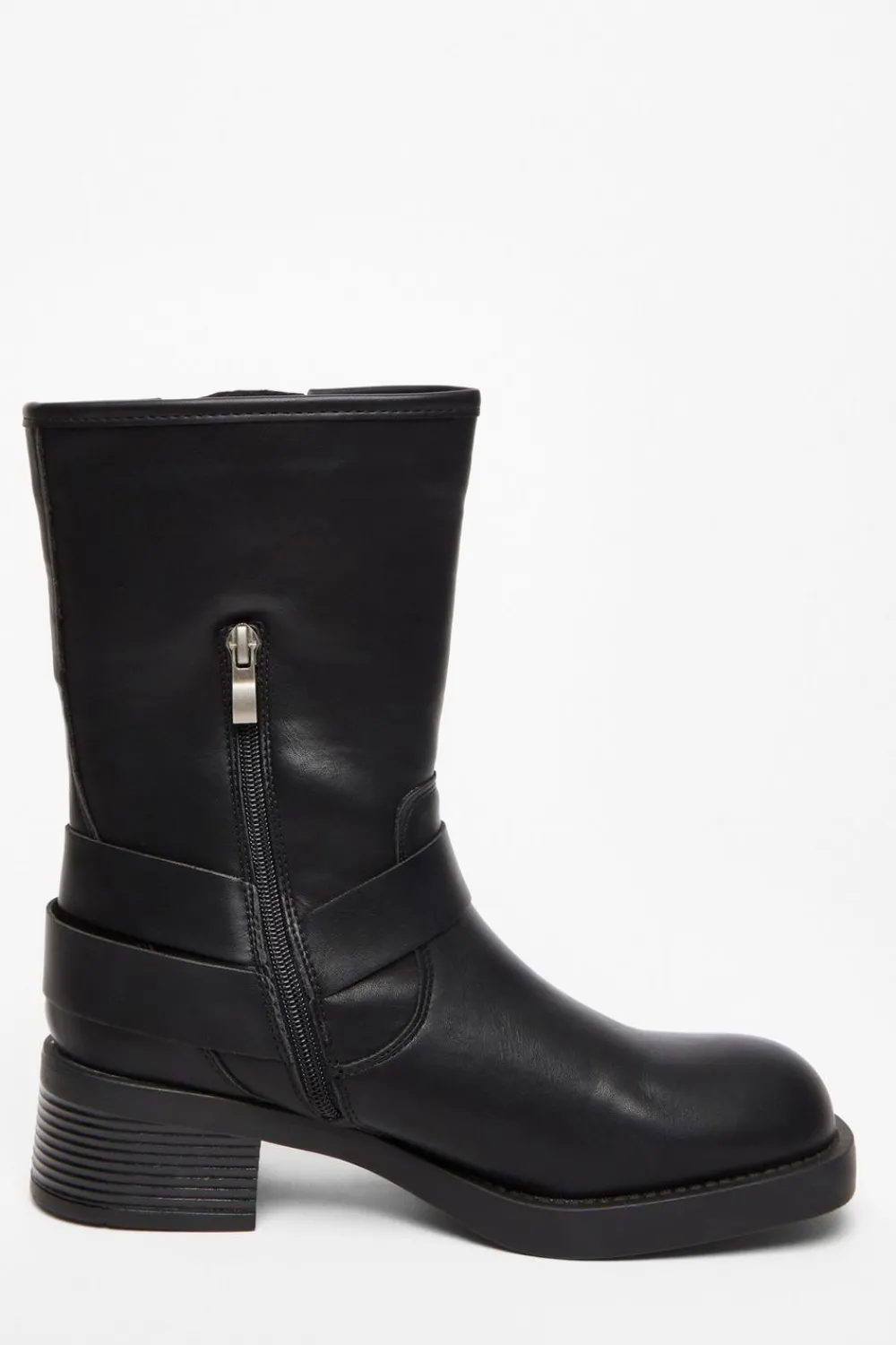 Quiz Boots>Black Faux Leather Biker Boots
