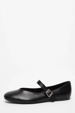 Quiz Pumps|Flats>Black Faux Leather Buckle Pumps