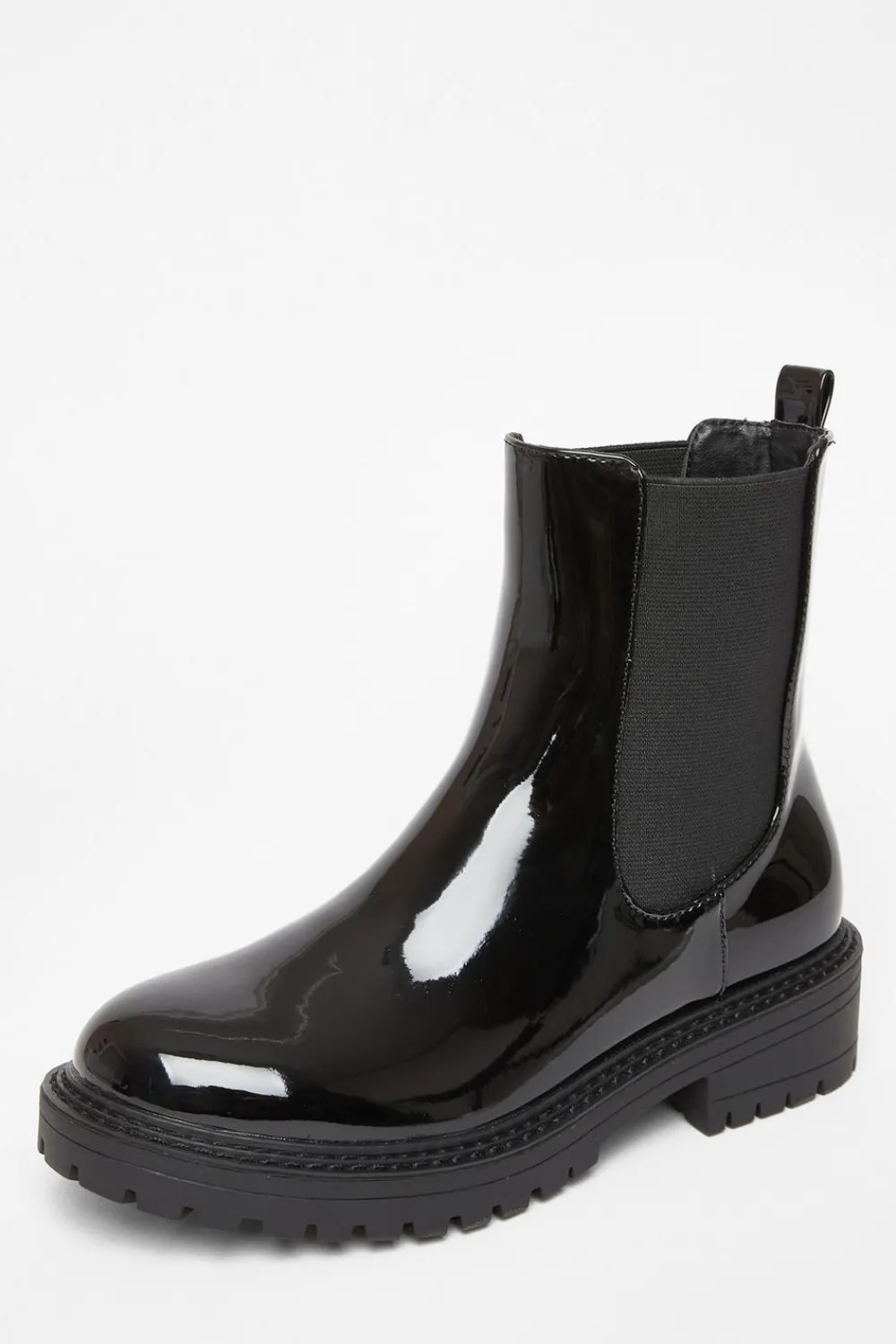 Quiz Boots>Black Faux Leather Chelsea Boots