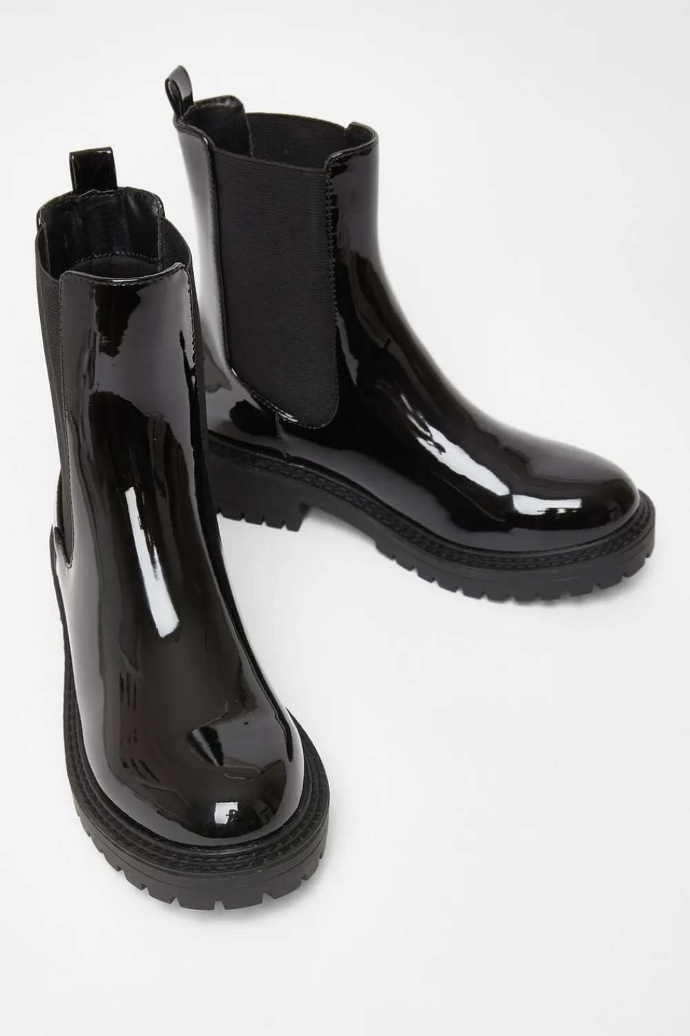 Quiz Boots>Black Faux Leather Chelsea Boots