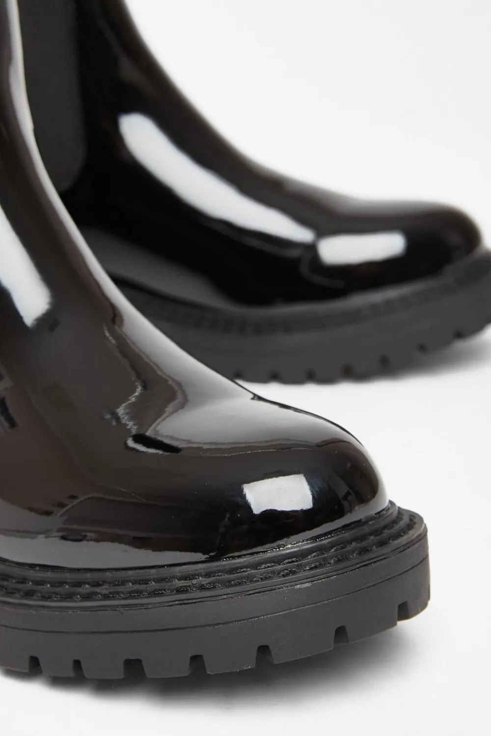 Quiz Boots>Black Faux Leather Chelsea Boots