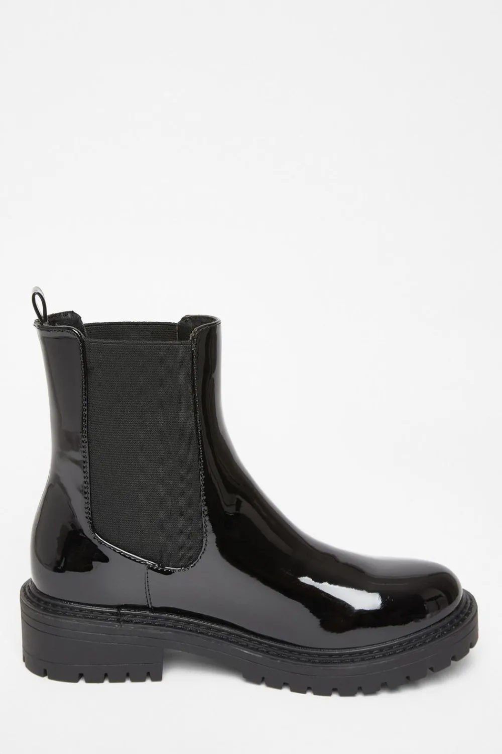 Quiz Boots>Black Faux Leather Chelsea Boots