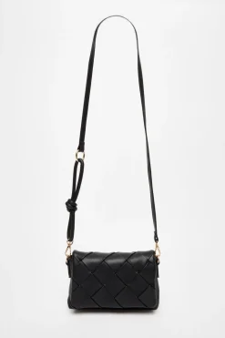 Quiz Holiday Accessories|Bags>Black Faux Leather Cross Body Bag