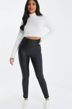 Quiz Trousers|Modest>Black Faux Leather Elasticated Leggings