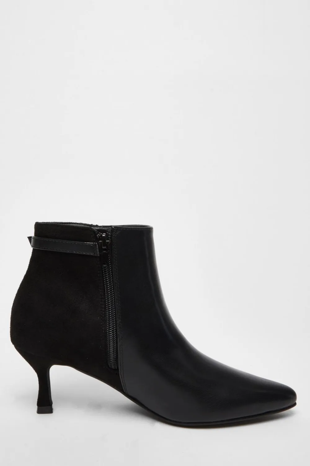 Quiz Boots>Black Faux Leather Heeled Ankle Boot