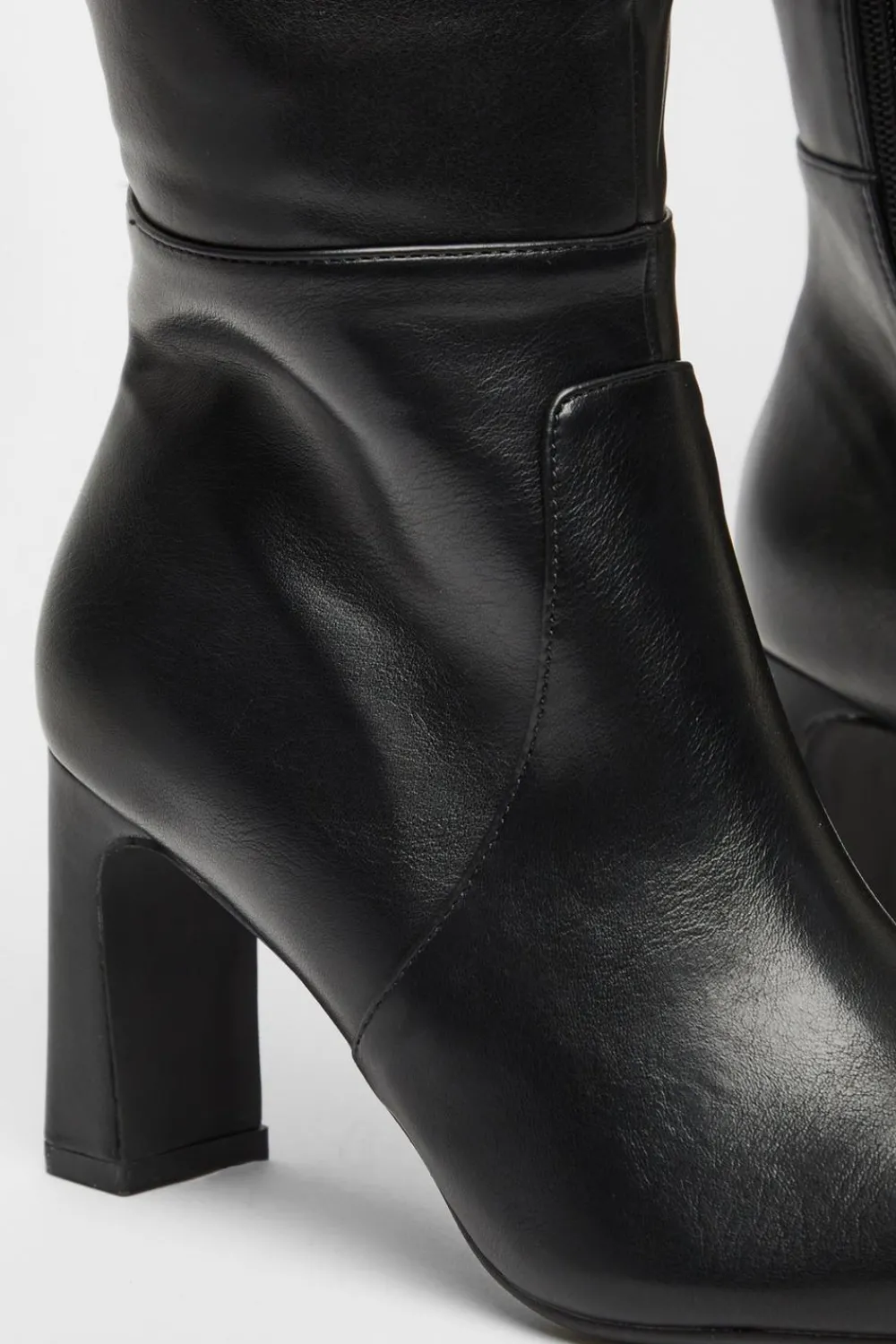 Quiz Boots>Black Faux Leather Knee High Boots