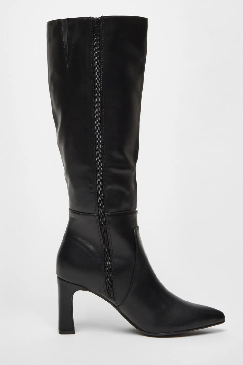 Quiz Boots>Black Faux Leather Knee High Boots