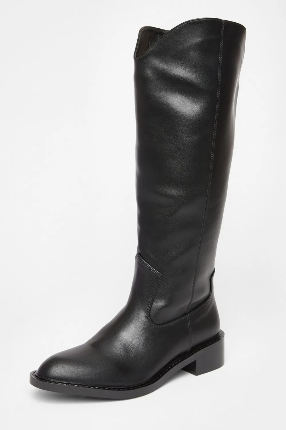 Quiz Boots>Black Faux Leather Riding Boots