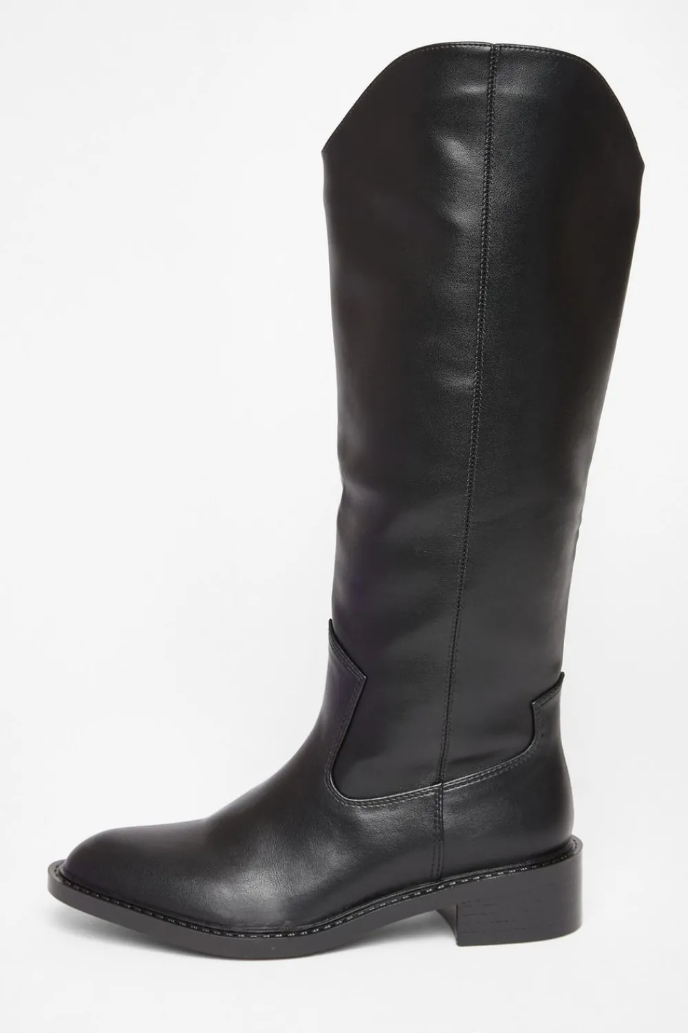 Quiz Boots>Black Faux Leather Riding Boots