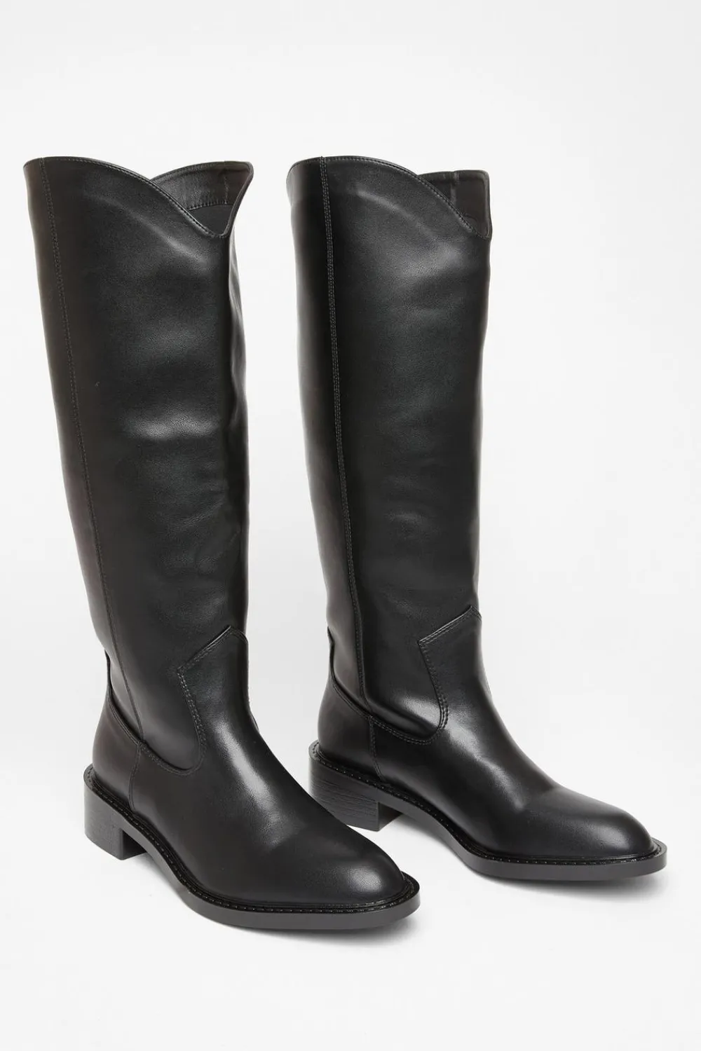 Quiz Boots>Black Faux Leather Riding Boots