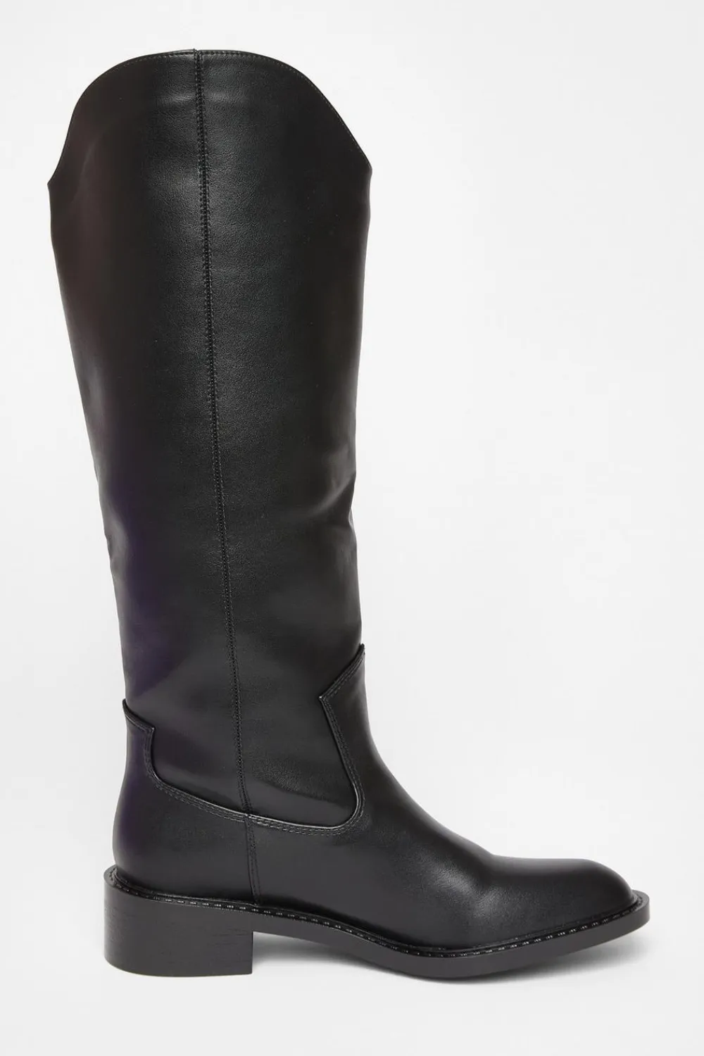 Quiz Boots>Black Faux Leather Riding Boots