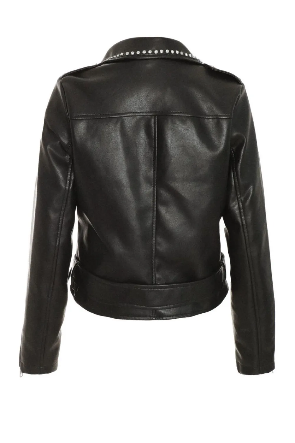 Quiz Jackets & Coats|Everyday Essentials>Black Faux Leather Studded Biker Jacket