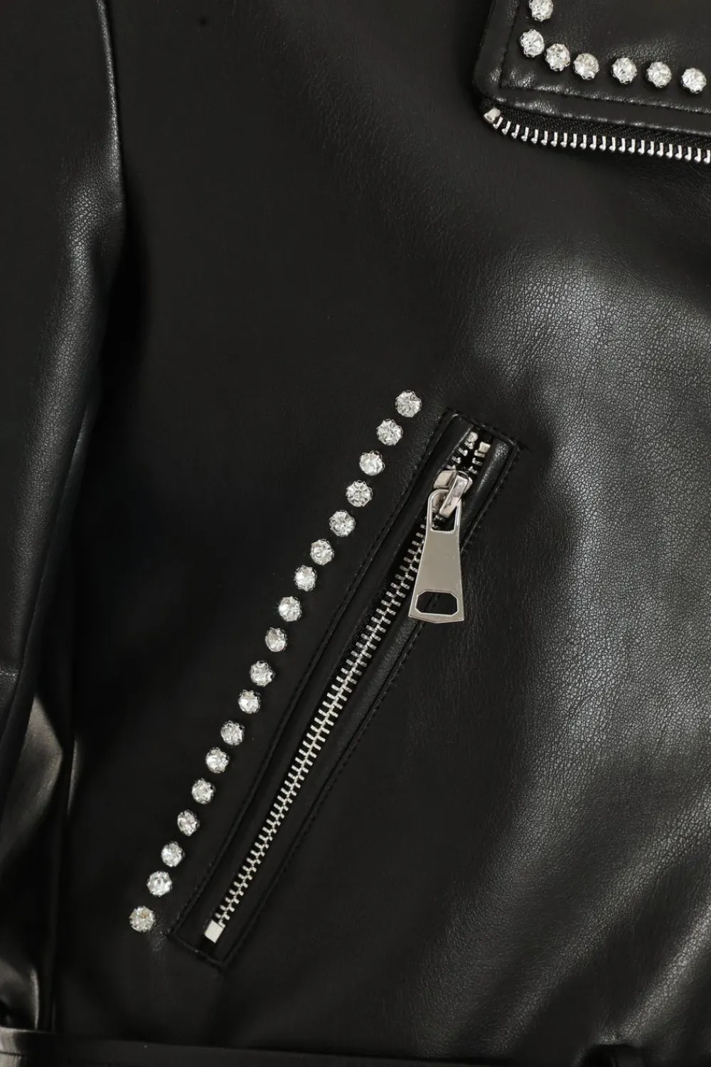 Quiz Jackets & Coats|Everyday Essentials>Black Faux Leather Studded Biker Jacket