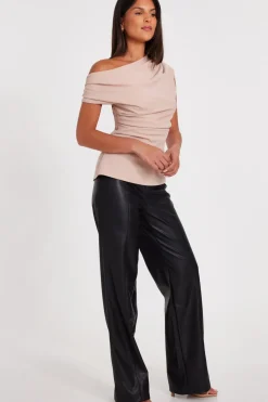 Quiz Workwear|Trousers>Black Faux Leather Trousers