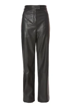 Quiz Workwear|Trousers>Black Faux Leather Trousers