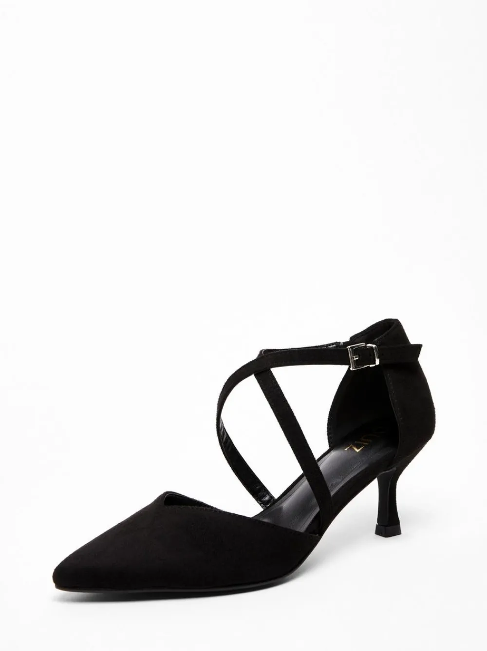 Quiz Heels>Black Faux Suede Court Heel