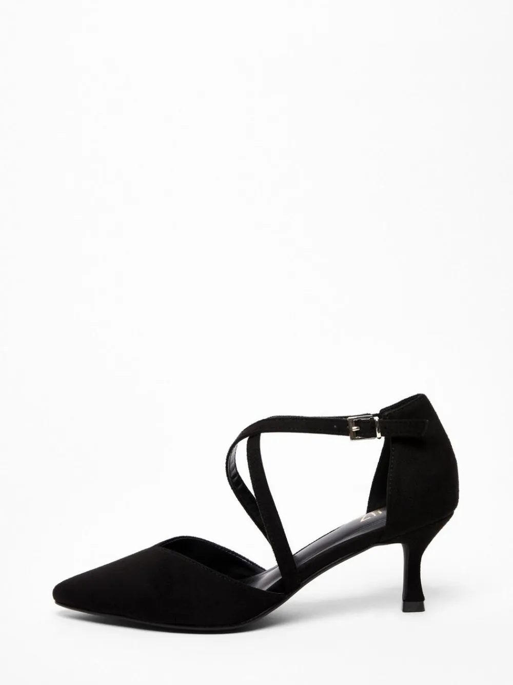 Quiz Heels>Black Faux Suede Court Heel