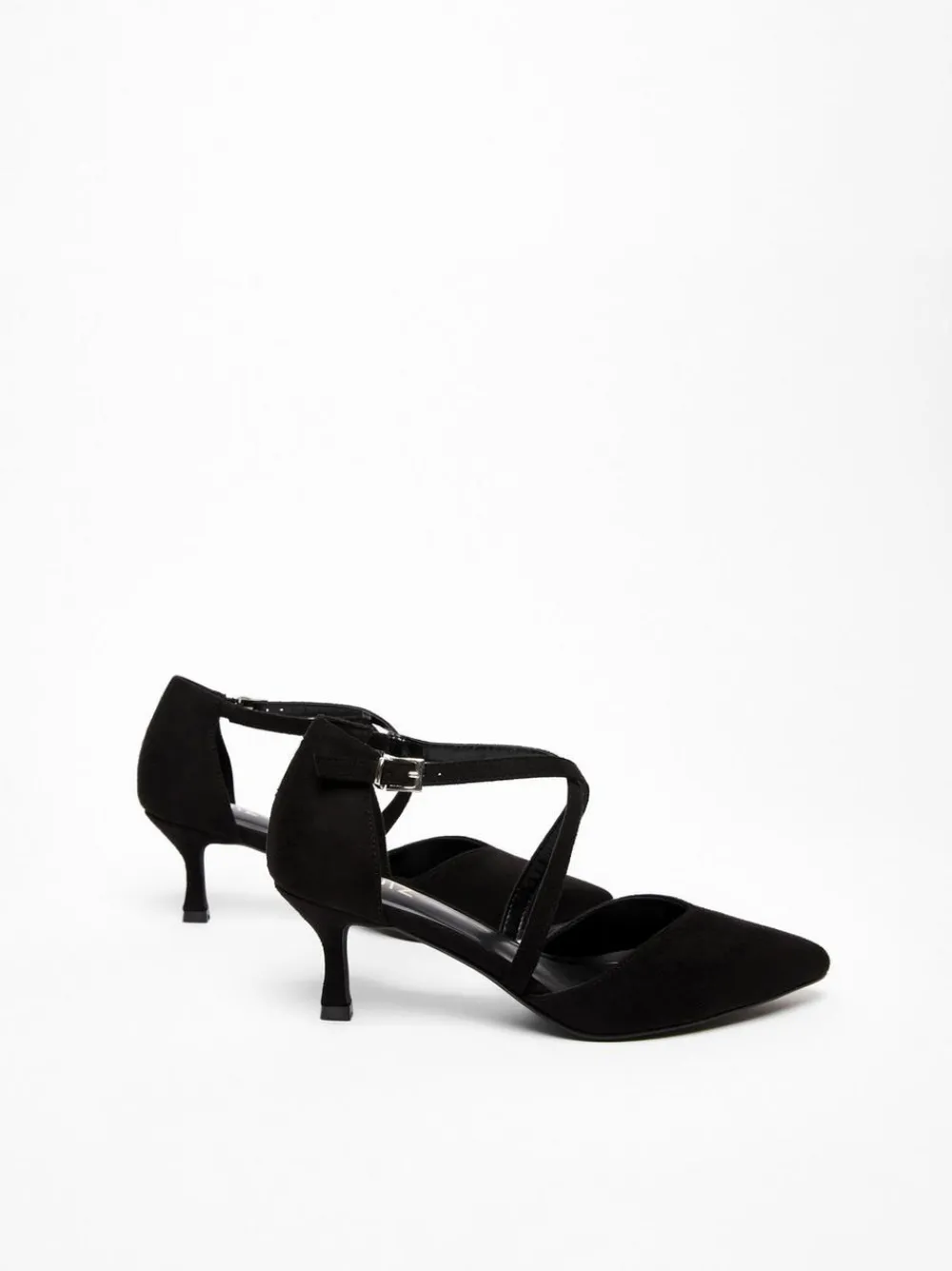 Quiz Heels>Black Faux Suede Court Heel