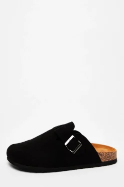Quiz Flats>Black Faux Suede Mules
