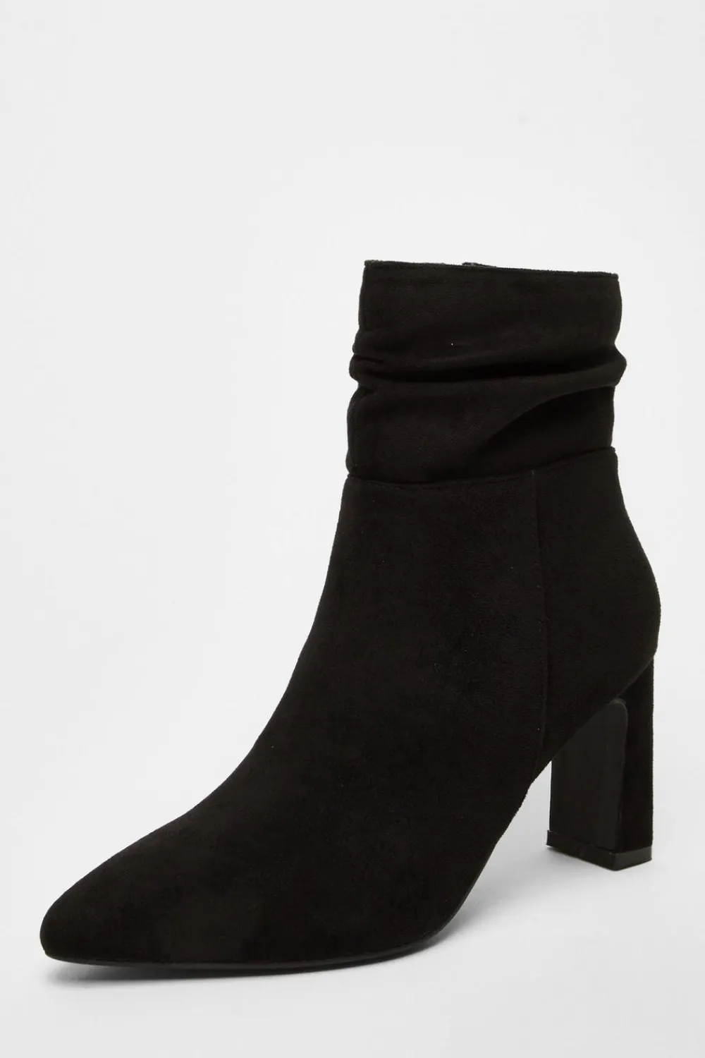 Quiz Heels|Boots>Black Faux Suede Ruched Ankle Boots