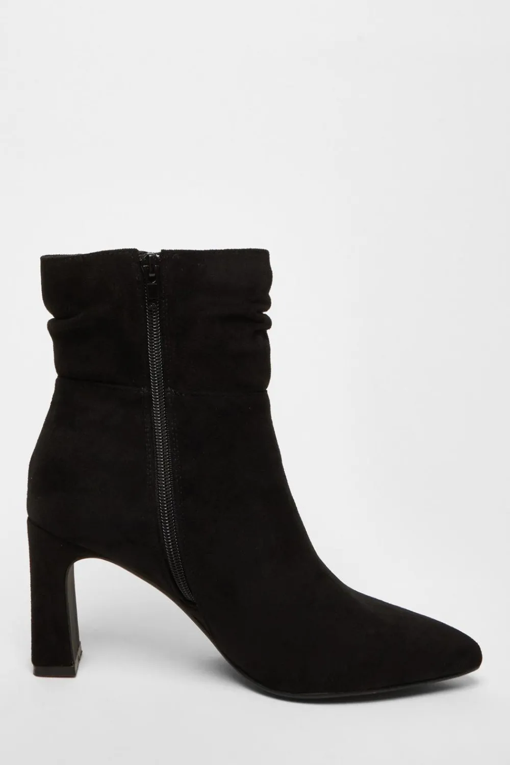 Quiz Heels|Boots>Black Faux Suede Ruched Ankle Boots