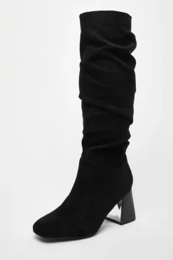 Quiz Platforms|Occasion Shoes>Faux Suede Ruched Heeled Boots