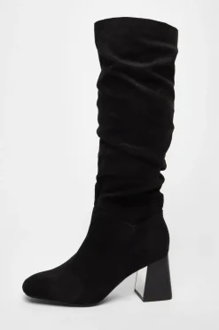 Quiz Platforms|Occasion Shoes>Faux Suede Ruched Heeled Boots