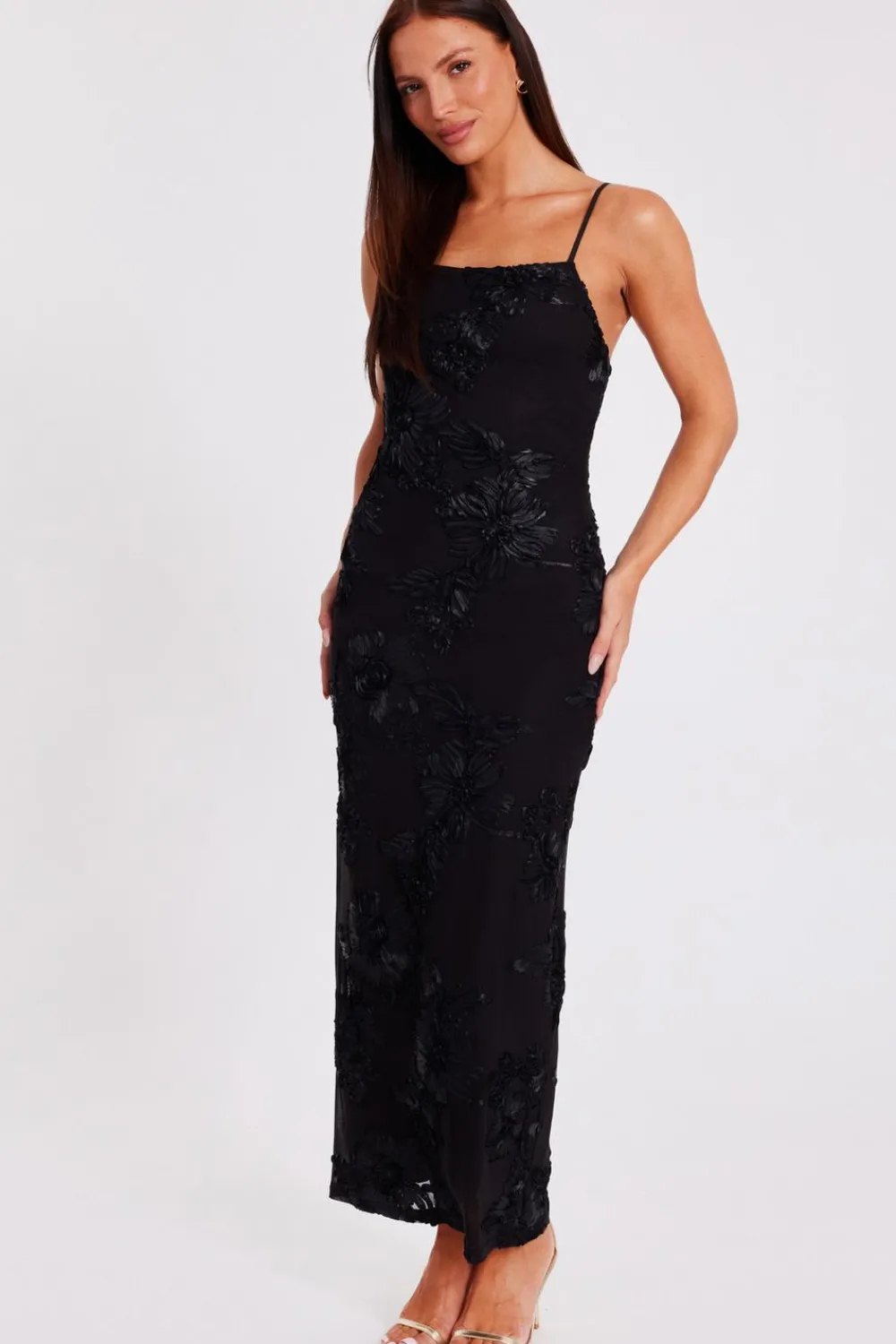 Quiz Day At The Races|Christening Guest>Floral Applique Midaxi Dress
