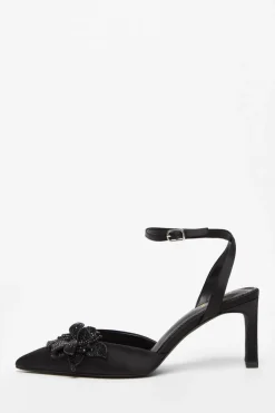 Quiz Occasion Shoes|Heels>Black Floral Court Heels