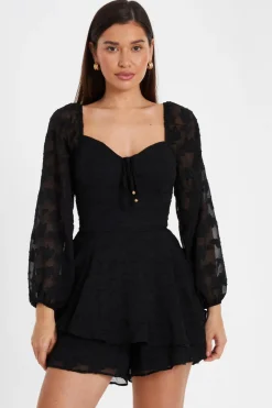 Quiz Summer Clothes|Florals>Floral Jacquard Tiered Playsuit