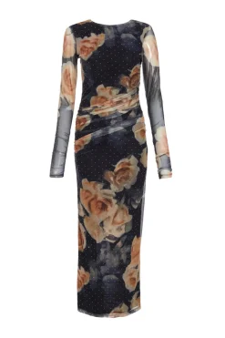 Quiz Wedding Guest Dresses|Occasion Dresses>Black Floral Mesh Midaxi Dress