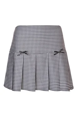 Quiz Workwear|Summer Clothes>Black Gingham Pleated Skirt
