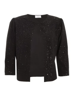 Quiz Christening Guest|Jackets & Coats>Black Glitter Cropped Jacket