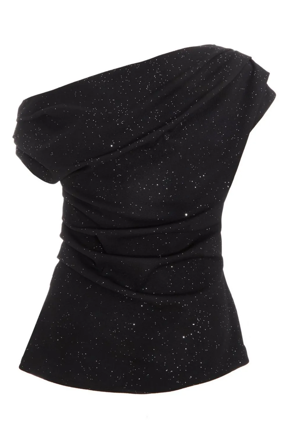 Quiz Day Tops|Going Out Tops>Black Glitter Drape Neck Top