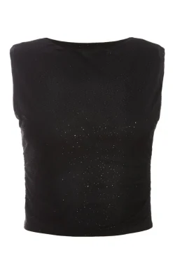 Quiz Going Out Tops|Crop Tops>Glitter Mesh Crop Top