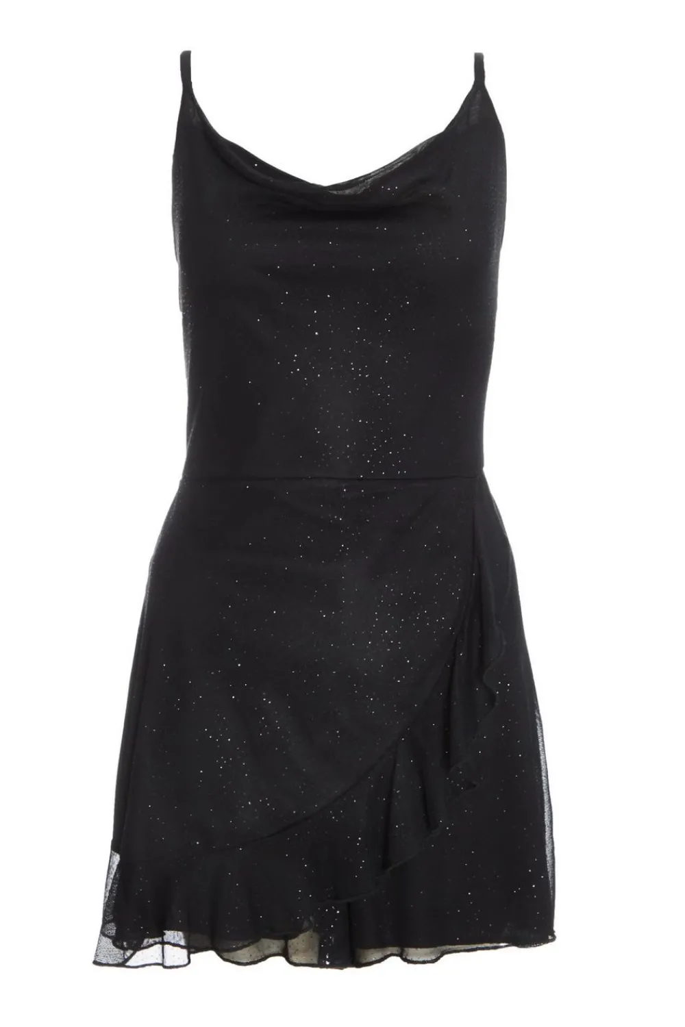 Quiz Playsuits|Playsuits>Black Glitter Mesh Skort Playsuit