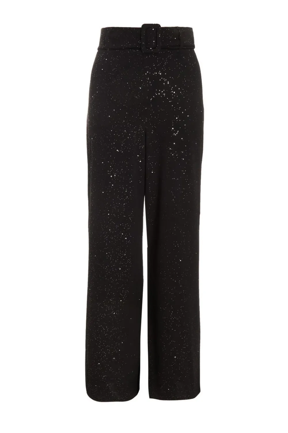Quiz Christening Guest|Trousers>Black Glitter Palazzo Trousers
