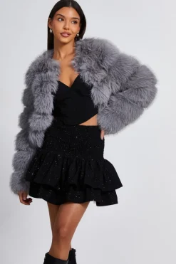 Quiz Going Out>Glitter Shirred Waist Skirt